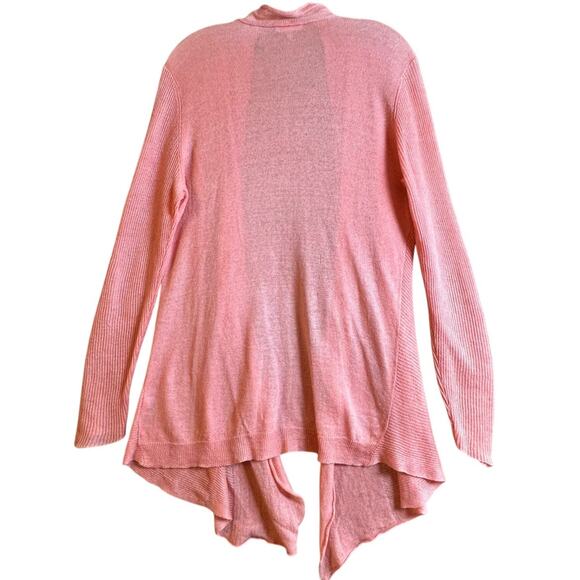 Eileen Fisher 100% Linen Cardigan Sweater Baby Pink Open Front Light Weight Sz L - Picture 3 of 11